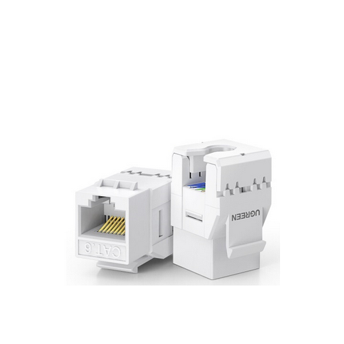 MUFA RJ-45 Ugreen, "NW186" pt. cablu UTP, tip keystone 180 de grade, alb "30844" -6957303838448