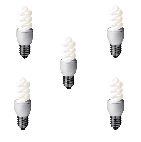 SET 3 becuri fluorescent Panasonic, soclu E27, putere 8W, forma spirala, lumina alb rece, alimentare 220 - 240 V, "EFD8E65HD-5" (timbru verde 1.35 lei)