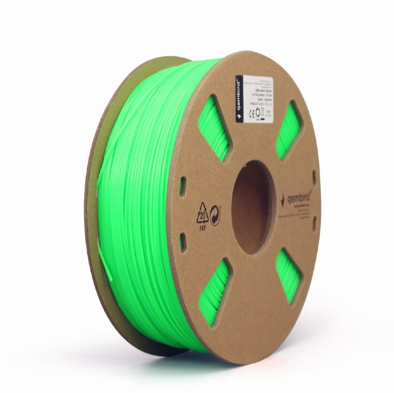 FILAMENT GEMBIRD pt. imprimanta 3d, ABS, 1.75mm diamentru, 1Kg / bobina, aprox. 400m, topire 225-240 grC, green, "3DP-ABS1.75-01-G"