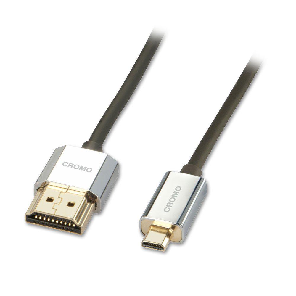 Cablu Lindy HDMI - mHDMI Cromo Slim 2m, "LY-41682" (timbru verde 0.8 lei)