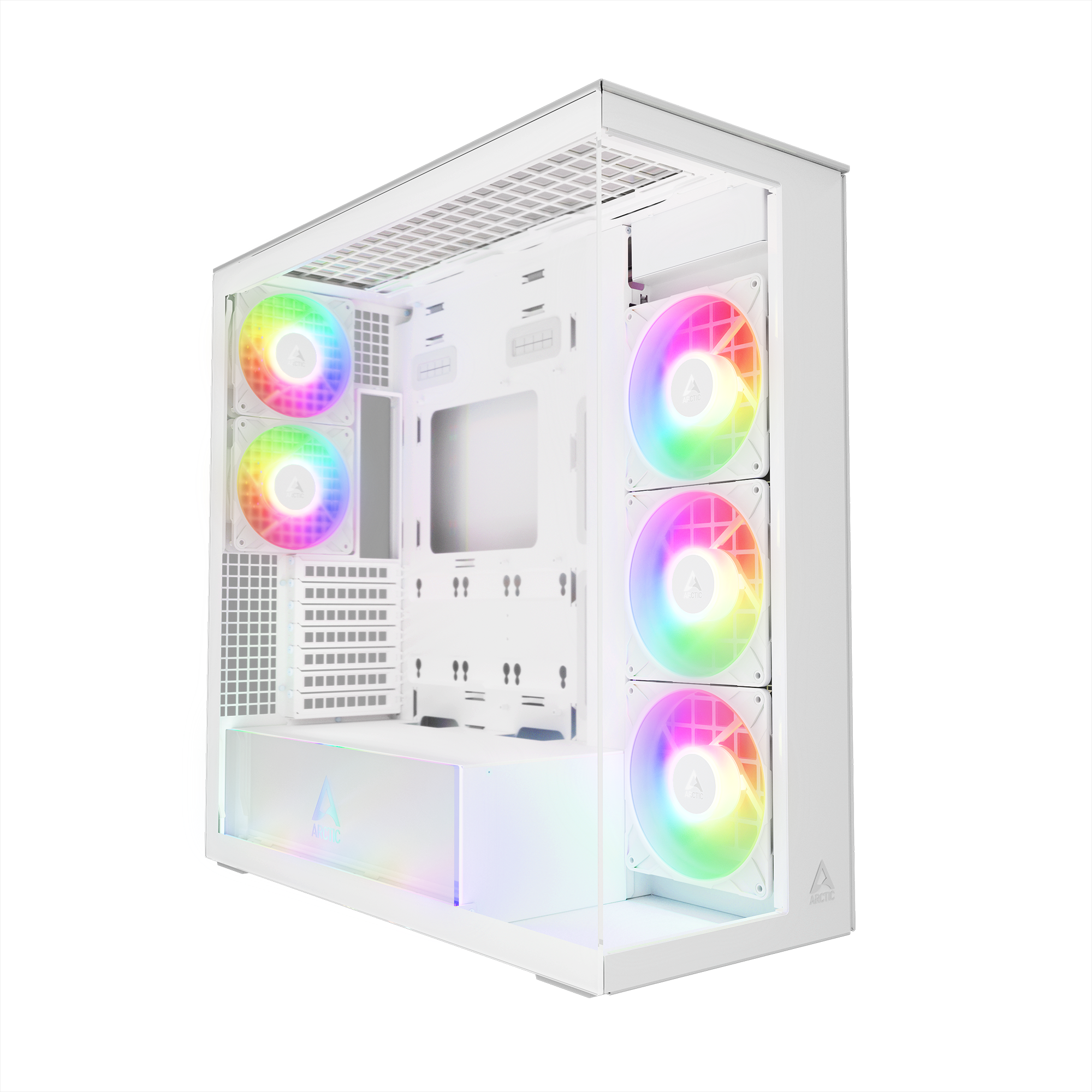 CARCASA Arctic "Xtender Wh", mid tower, max 8xfan, 3xP14 ProR ARGB si 2xP12Pro ARGB instalate, PSU shroud 24 LED ARGB, USB-C x 1, USB 3.2 x 2, audio+mic, 7 sloturi expans, alb, "ACPCC00014A" (timbru verde 0.4lei)