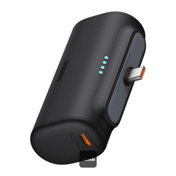 POWER BANK Baseus Compact, capacitate 5000mAh, 20W, conector integrat USB Type-C, negru, "P10068306113-00" (timbru verde 0.98 lei) - 6932172659509