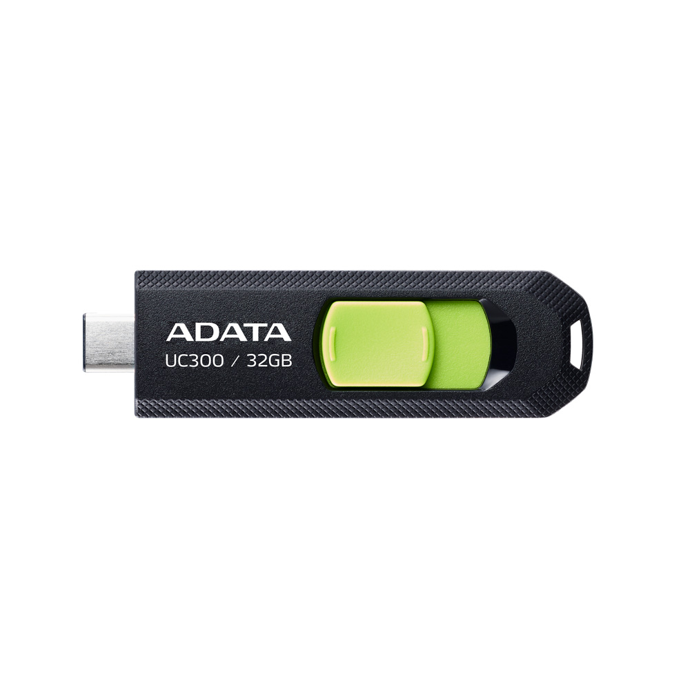 MEMORIE USB Type-C 3.2 ADATA 32 GB, retractabila, carcasa plastic, negru / verde "ACHO-UC300-32G-RBK/GN" (timbru verde 0.03 lei)