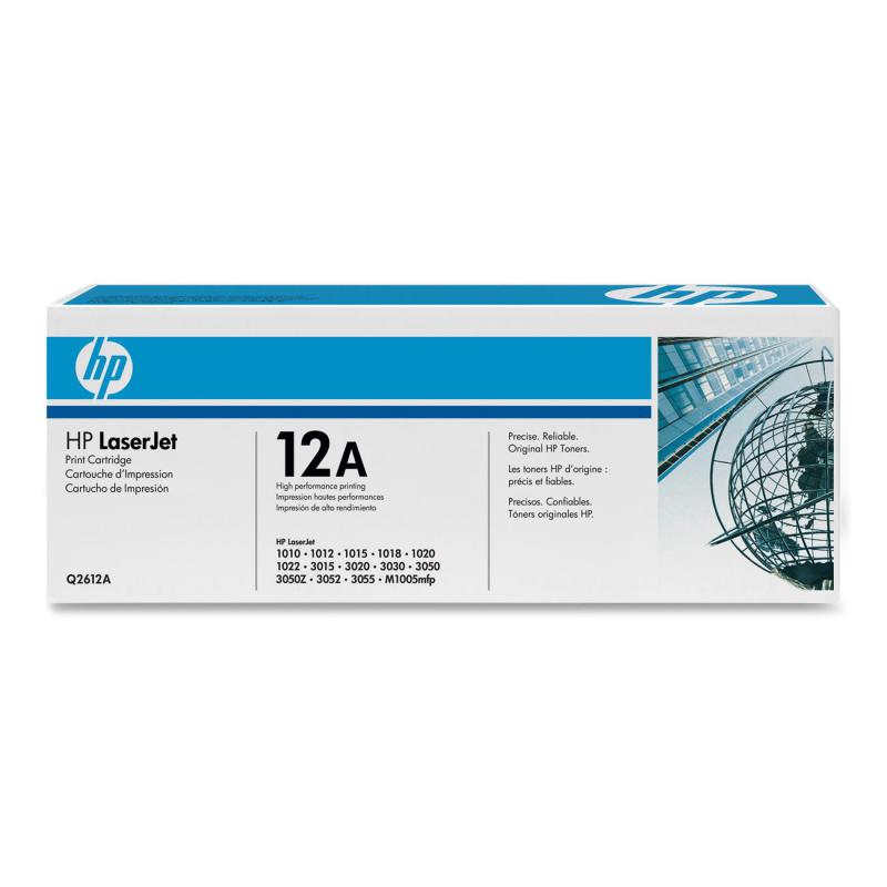 Toner Original HP Black, nr.12A, pentru LaserJet 1010|1012|1015|1018|1020|1022|3015|3020|3030|3050|3052|3055|M1005|M1319F, 2K, (timbru verde 1.2 lei) , "Q2612A"