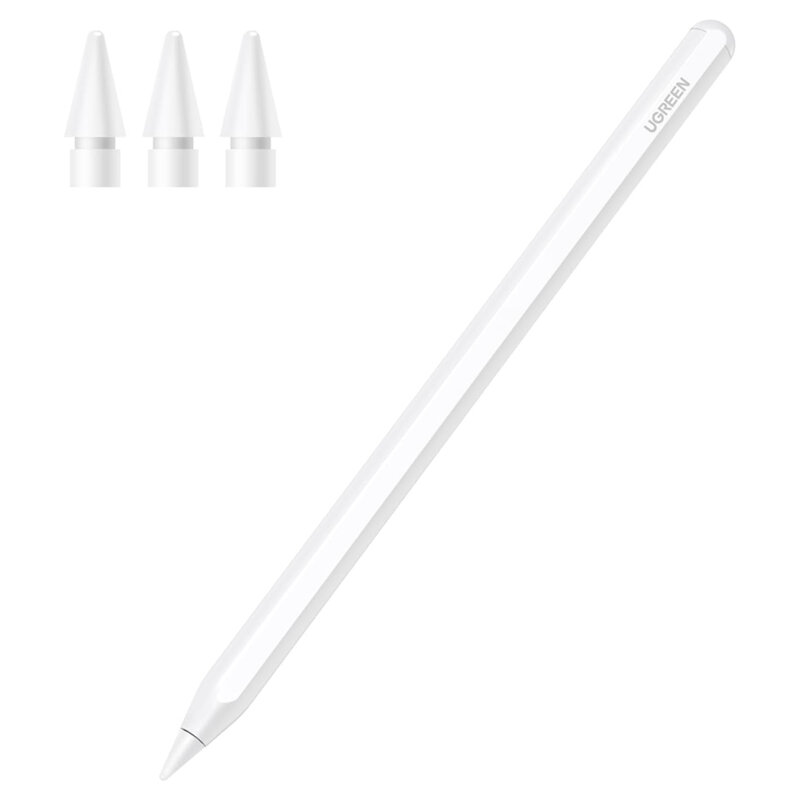 TOUCH PEN Ugreen, indicator LED, baterie li-ion, incarcare magnetica wireless, compatibil Ipad, alb "15910" - (timbru verde 0.03 lei) - 6941876219100