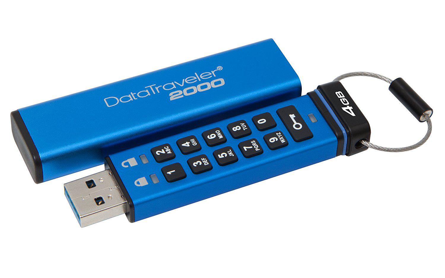 MEMORIE USB 3.1 KINGSTON 4 GB, cu capac | cu cifru, carcasa plastic, albastru, "DT2000/4GB" (timbru verde 0.03 lei)