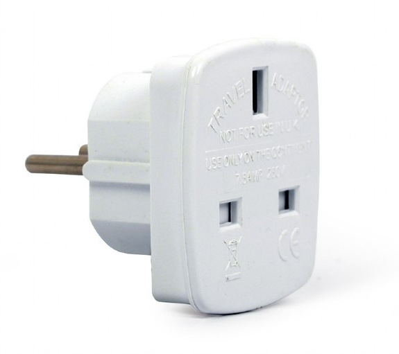 ADAPTOR UK GEMBIRD, Socket UK, conectare prin Schuko (T), 7.5 A, fara protectie, alb, "A-AC-UKEU-001" (timbru verde 0.18 lei)