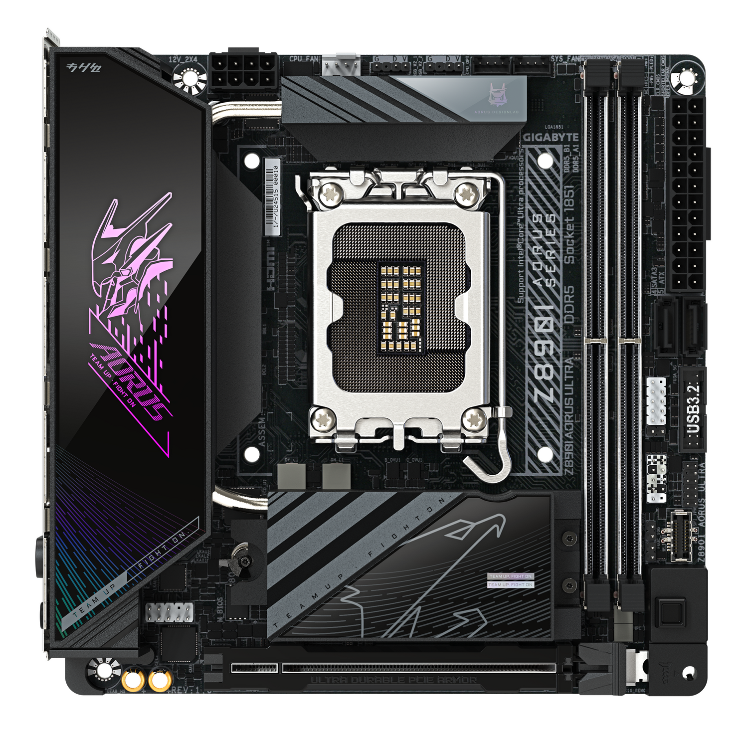 Placa de baza GIGABYTE Z890I AORUS ULTRA, LGA1851, DDR5, BT, Wi-Fi, Mini-ITX, Negru "Z890I AORUS ULTRA"