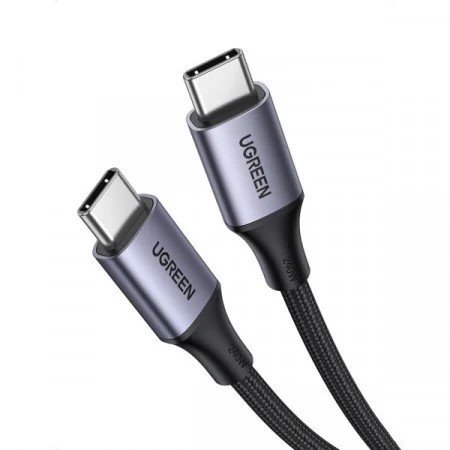 CABLU alimentare si date Ugreen, "US535", Fast Charging Data Cable pt. smartphone, USB Type-C la USB Type-C 240W, aluminiu braided, 2m, gri "90440" (timbru verde 0.08 lei) - 6957303894406