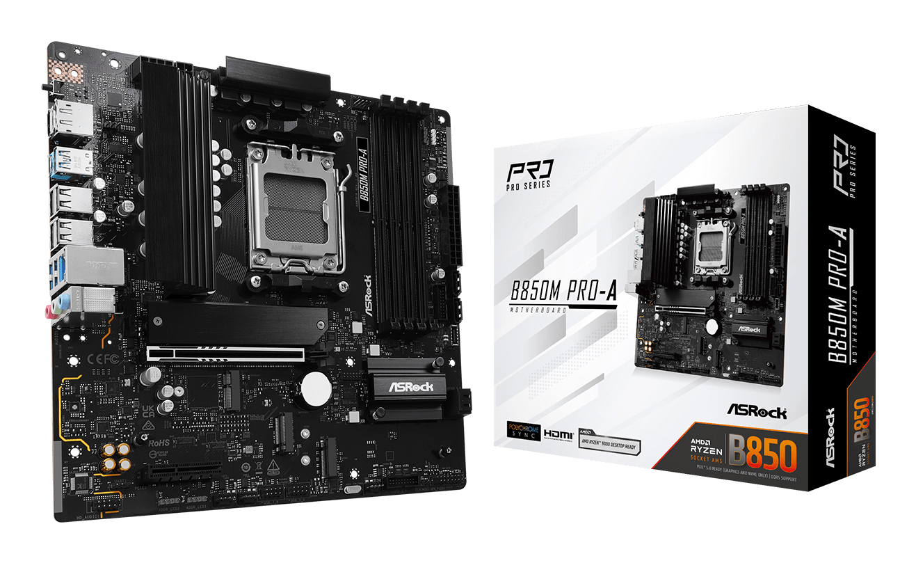 Placa de baza B850M Pro-A, AMD B850, Socket AM5, mATX "90-MXBR8-A0UAYZ"