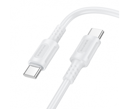 CABLU alimentare si date Borofone "BX111", Charging Data Cable pt. smartphone, USB Type-C la USB Type-C, 3A, 1m, alb "6941991115110" (timbru verde 0.18 lei)