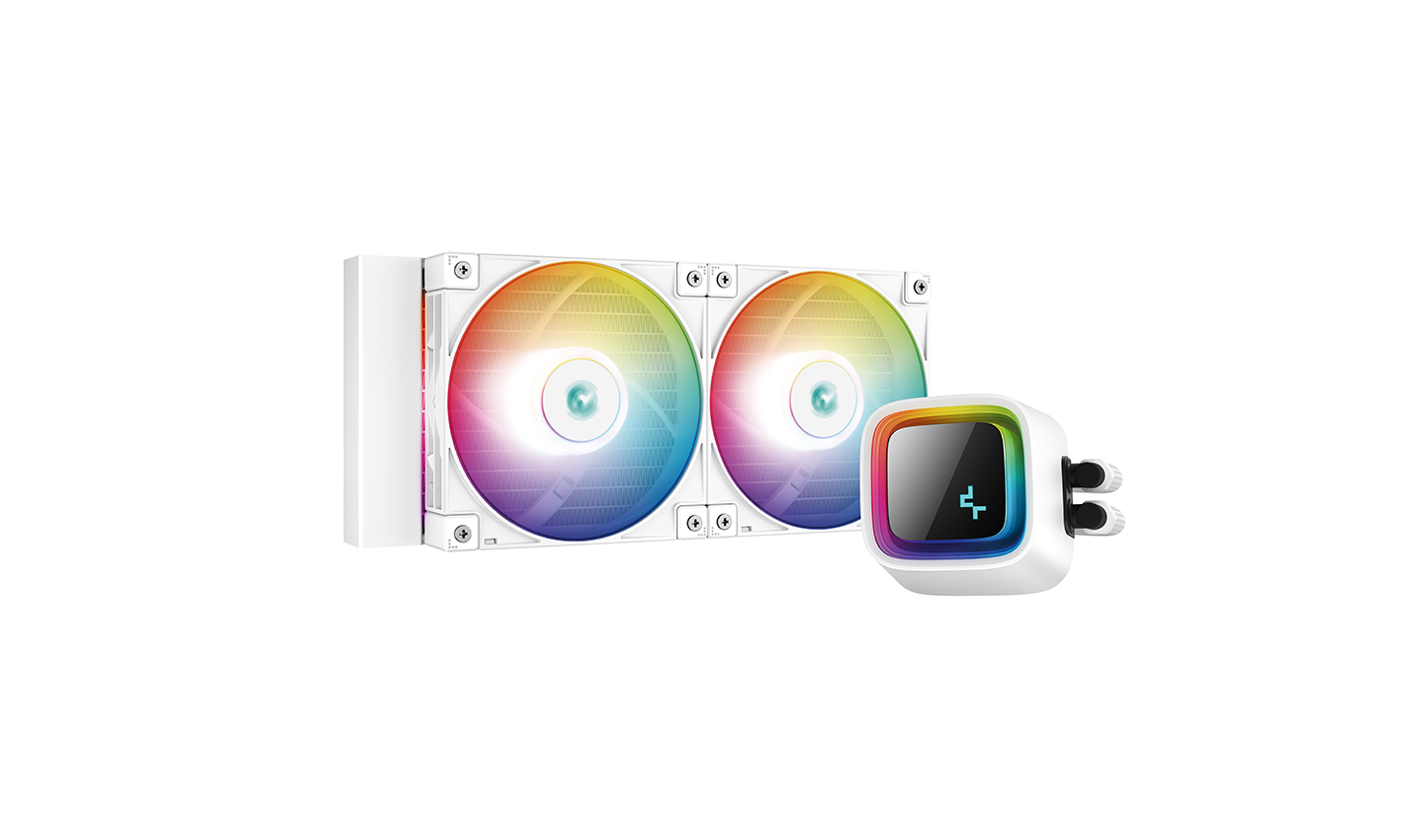 Cooler Deepcool "LS520 WH", compatibil skt. Intel si AMD, racire cu lichid, ventilator 120 mm x 2, 2250 rpm, iluminat RGB, "R-LS520-WHAMNT-G-1" (timbru verde 2.00 lei)