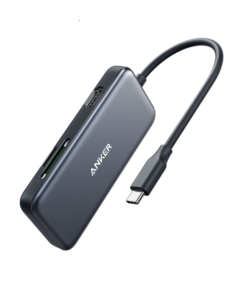 DOCKING Station Anker 5-in-1, porturi: 2 x USB-A 3.0, HDMI 4K @30Hz, microSD, SD, fara functie de incarcare, conectare prin USB-C, gri, "A8334HA1" (timbru verde 0.18 lei - 194644021085