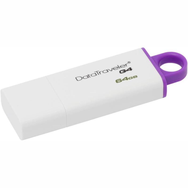 MEMORIE USB 3.0 KINGSTON 64 GB, cu capac, carcasa plastic, alb / mov, "DTIG4/64GB" (timbru verde 0.03 lei)