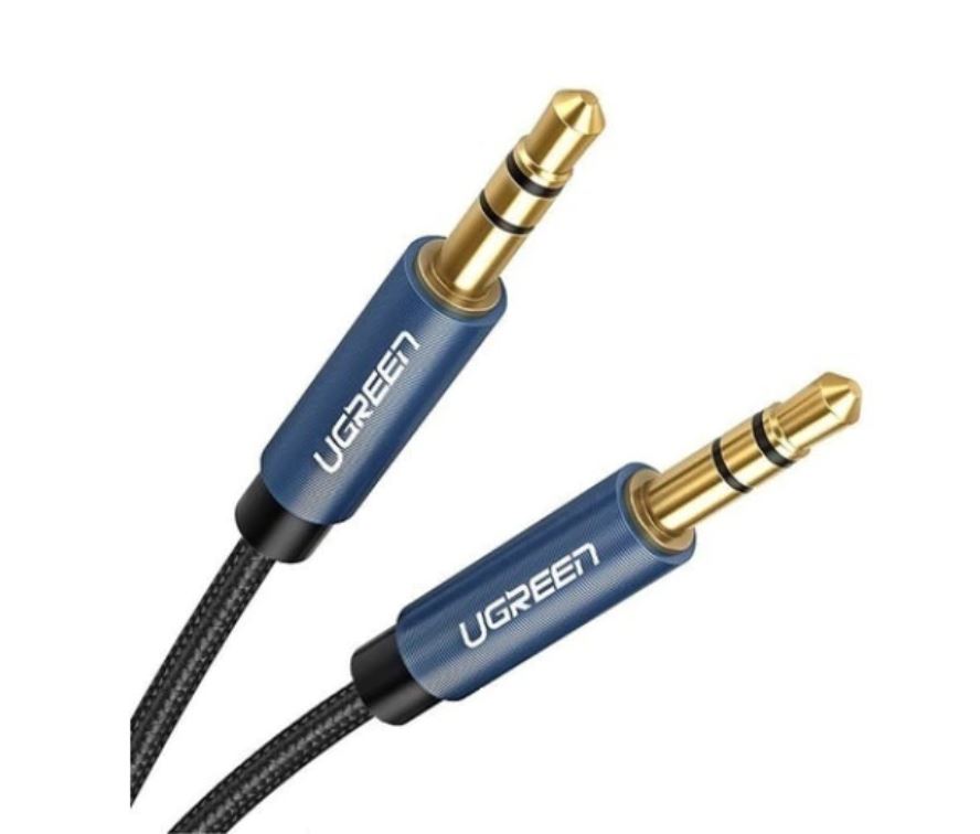 CABLU audio Ugreen, "AV112" stereo (3.5 mm jack T/T), conectori auriti, 1.5m, braided, albastru "10686" (timbru verde 0.18 lei) - 6957303816866