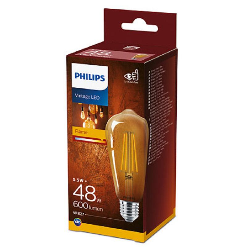 BEC LED Philips, soclu E27, putere 5.5W, forma stil lampa TV, lumina alb calda, alimentare 220 - 240 V, "000008718699673581" (timbru verde 0.45 lei)