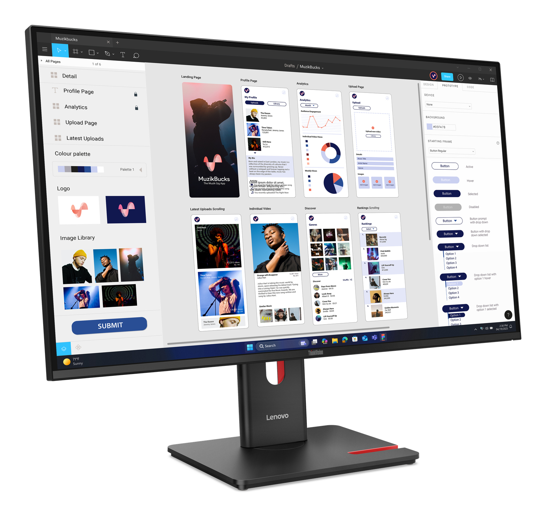 ThinkVision T32UD-40 31.5" UHD IPS 3Y"64B0GAT1EU" - imagine 3