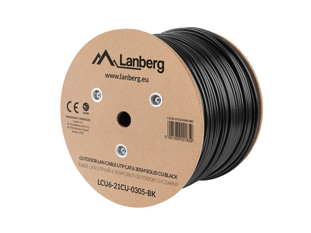 Cablu LAN Cat.6 UTP 305 m negru "LCU6-21CU-0305-BK"
