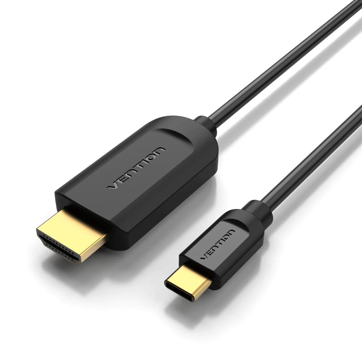 Cablu video Vention, USB Type-C(T) la HDMI(T), 2m, rezolutie maxima 4K la 30Hz, conectori auriti, cupru, invelis PVC, negru, "CGUBH" (timbru verde 0.18lei) - 6922794742079