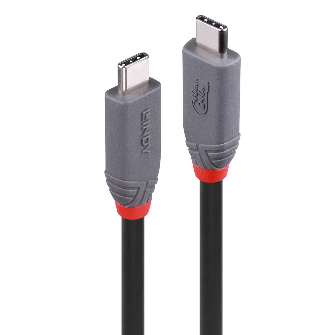 Cablu Lindy 0.8m USB4 Type C 40Gbps Anth "LY-36956" (timbru verde 0.08 lei)