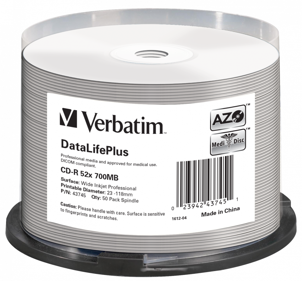 CD-R VERBATIM 700MB, VITEZA 52X, THERMAL PRINTRABLE NO-ID, SPINDLE, 50 BUC, "43745"