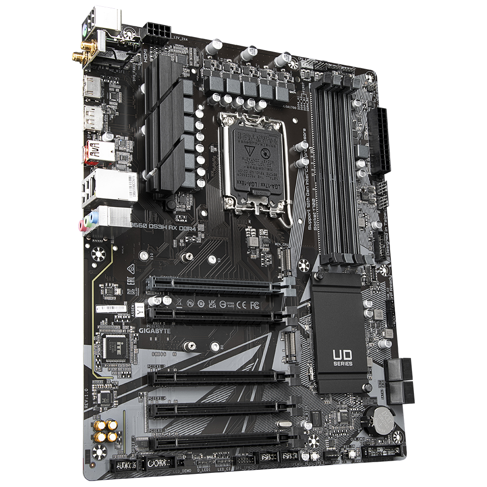 PLACA de BAZA Gigabyte "B660 DS3H AX DDR4", skt LGA 1700, mATX, Intel B660, 4 x DDR4, max. 128 GB, 4 x SATA, 2 x M.2, 7.1, "B660 DS3H AX DDR4"