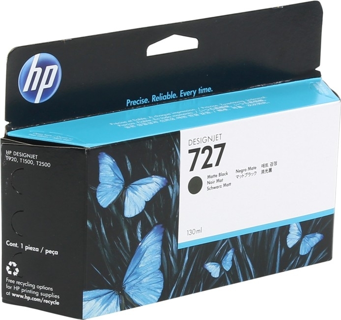 Cartus Cerneala Original HP Matte Black, nr.727, pentru DesignJet T1500|T1530|T2500|T2530|T920, 130ml, (timbru verde 0.15 lei), "B3P22A"