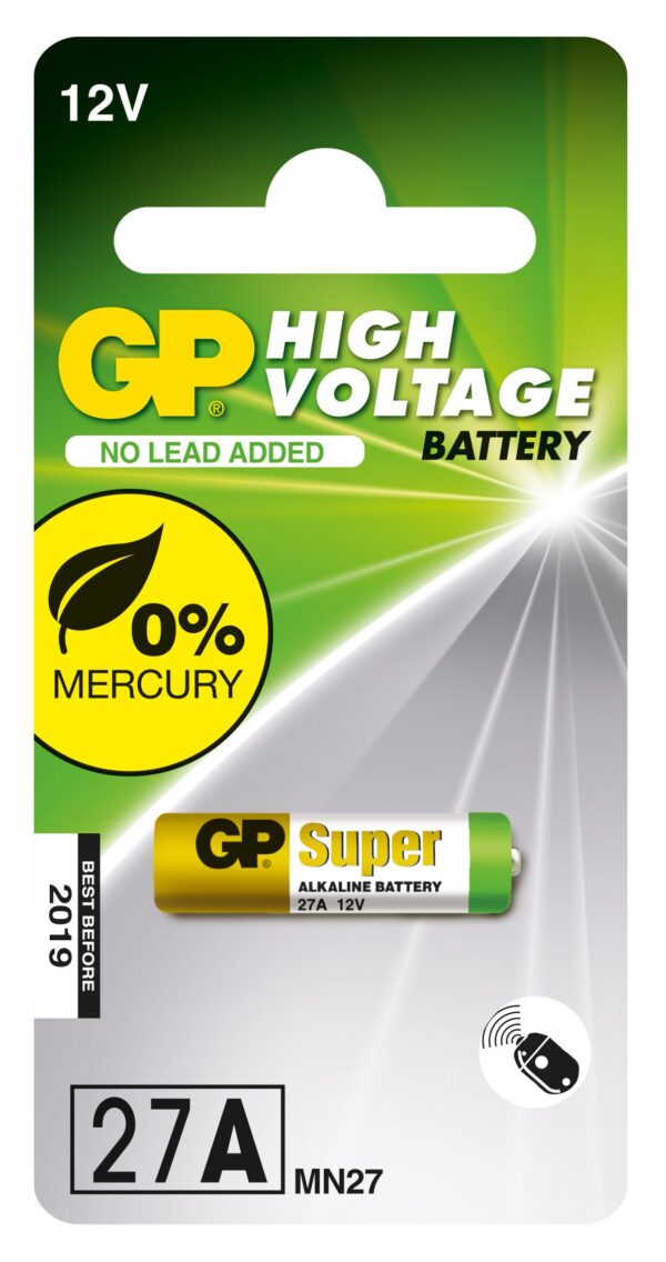 Baterie GP Batteries, Super Alcalina (27A) 12V alcalina, blister 1 buc. "GP27AF-2C1" "GPPBA27AF000" - 29820 (timbru verde 0.08 lei)