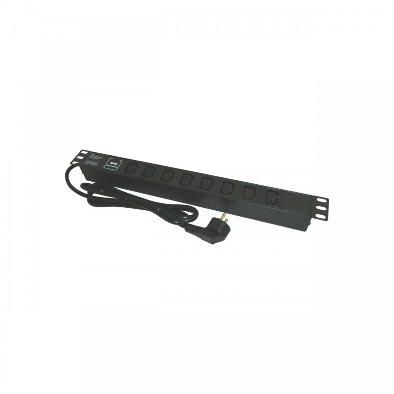 Bara alimentare aluminiu / PDU, 19 inch, 8 prize C13, protectie la supratensiune, 16A, 3500W, 3x1.5, 2m - EMTEX "PDU8C13P" (timbru verde 2 lei)