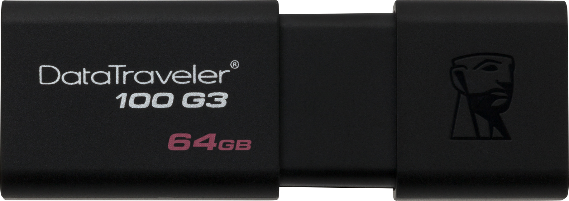 MEMORIE USB 3.0 KINGSTON 64 GB, cu capac, carcasa plastic, negru, "DT100G3/64GB" (timbru verde 0.03 lei)