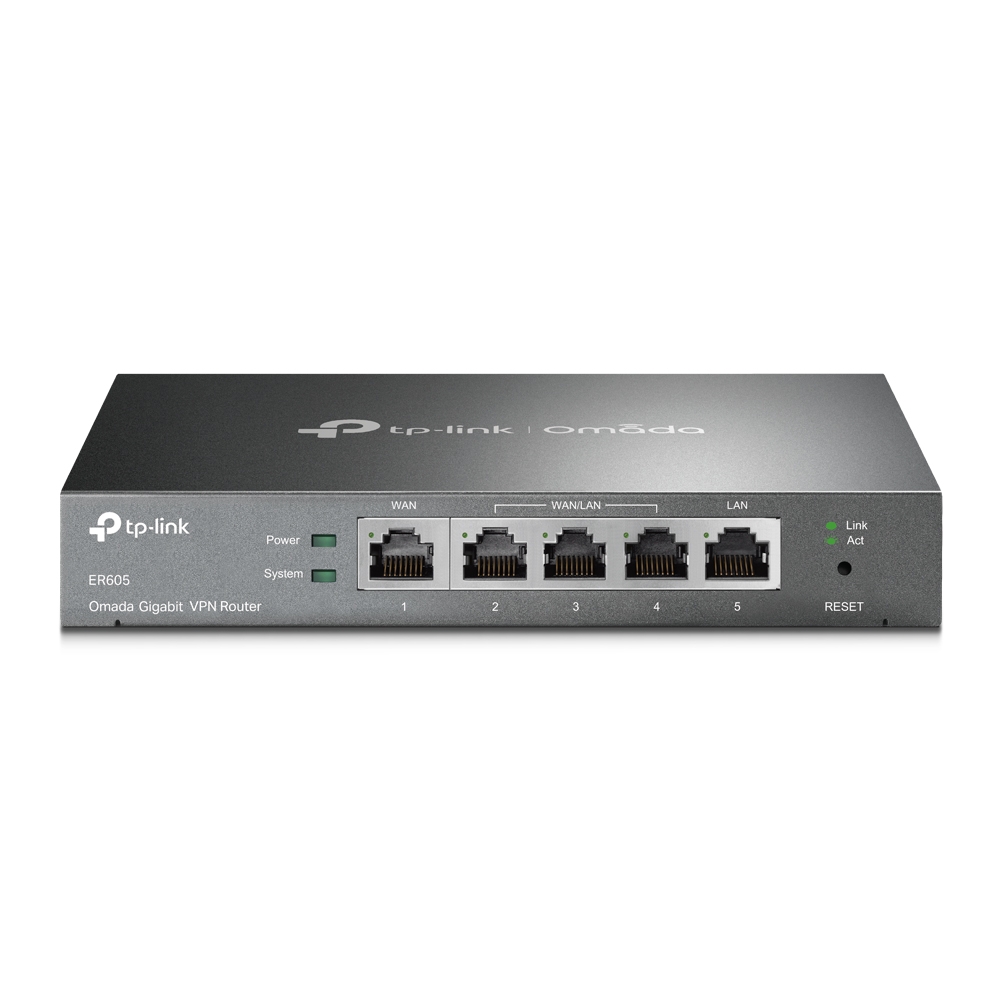 ROUTER TP-LINK wired Gigabit, 1 Gigabit WAN + 1 Gigabit LAN + 3 Changeable Gigabit WAN/LAN Ports , tehnologie VPN "ER605" (timbru verde 0.8 lei)