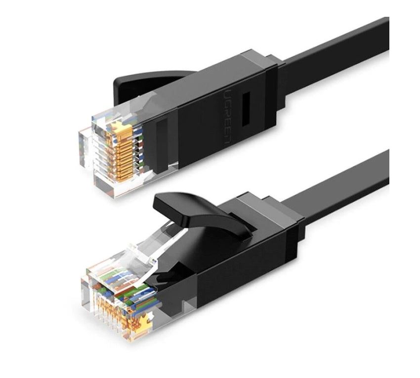 PATCH CORD UTP Ugreen Cat6, "NW102" fire din cupru, flat cable, viteza maxima 1 Gbps, 1m, negru "50173" (timbru verde 0.18 lei) - 6957303851737