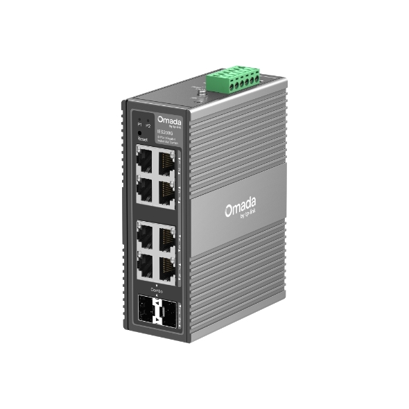 SWITCH INDUSTRIAL TP-Link, easy managed cu 8 porturi Gigabit, 2× Sloturi Combo SFP/RJ45 Gigabit, 6× Porturi RJ45 10/100/1000 Mbps, alimentare redundanta 1+1 DC 9.6-60V, "IES208G" (timbru verde 0.8 lei)