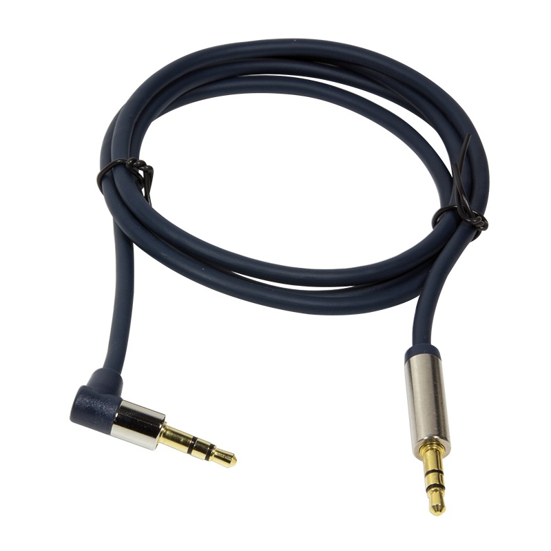 CABLU audio LOGILINK stereo (3.5 mm jack T/T), 0.5m, conectori auriti, un conector 90 grade, albastru "CA11050" (timbru verde 0.08 lei)