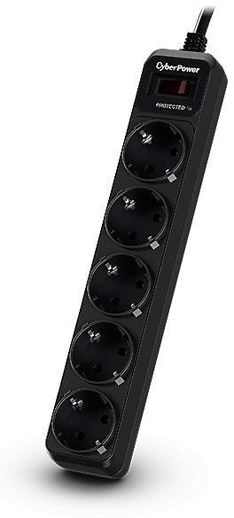 PRELUNGITOR CYBER POWER, Schuko x 5, conectare prin Schuko (T), cablu 1.8 m, 10 A, protectie supratensiune, negru, "B0520SCO-DE" (timbru verde 0.18 lei)