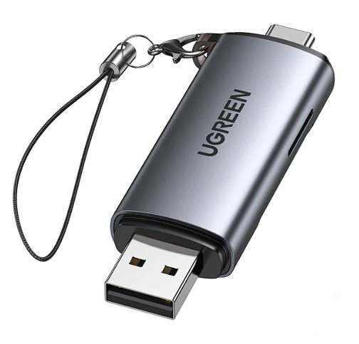 CARD READER extern Ugreen,"CM185" interfata USB 3.0/USB Type-C 3.0,citeste/scrie:SD,microSD viteza pana la 5 Gbps,suporta carduri maxim 2TB,plastic,black "50706" (timbru verde 0.03 lei)-6957303857067