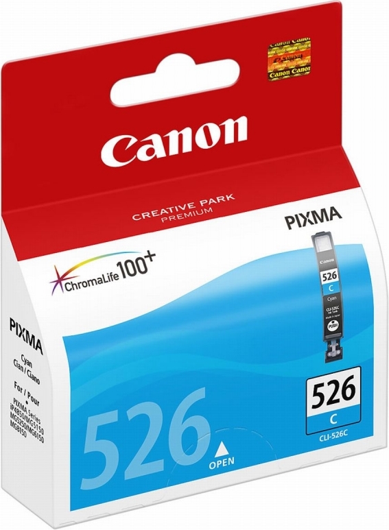 Cartus Cerneala Original Canon Cyan, CLI-526C, pentru Pixma IP4850|IP4950|IX6550|MG5150|MG5250|MG5350|MG6150|MG6250|MG8150|MG8250|MX715|MX885|MX895, , (timbru verde 0.15 lei), "BS4541B001AA"