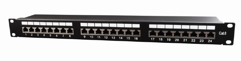 PATCH PANEL GEMBIRD 24 porturi, Cat6, 1U pentru rack 19", black, "NPP-C624-002"