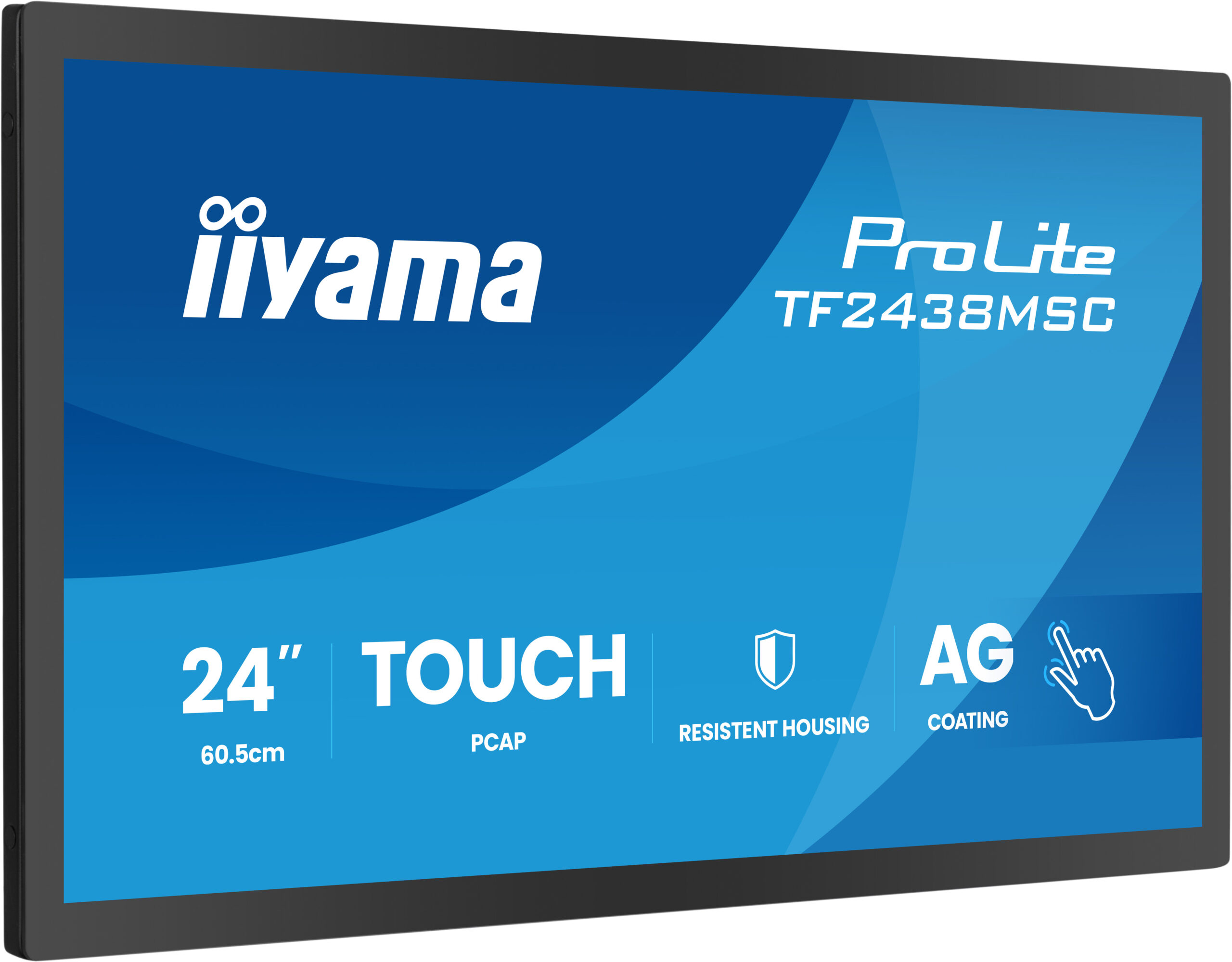 IIYAMA Monitor LED TF2438MSC-B2 24" DeepContrast PCAP 10-point Open Frame touchscreen monitor with robust metal housing for demanding environments "TF2438MSC-B2" (timbru verde 7 lei)