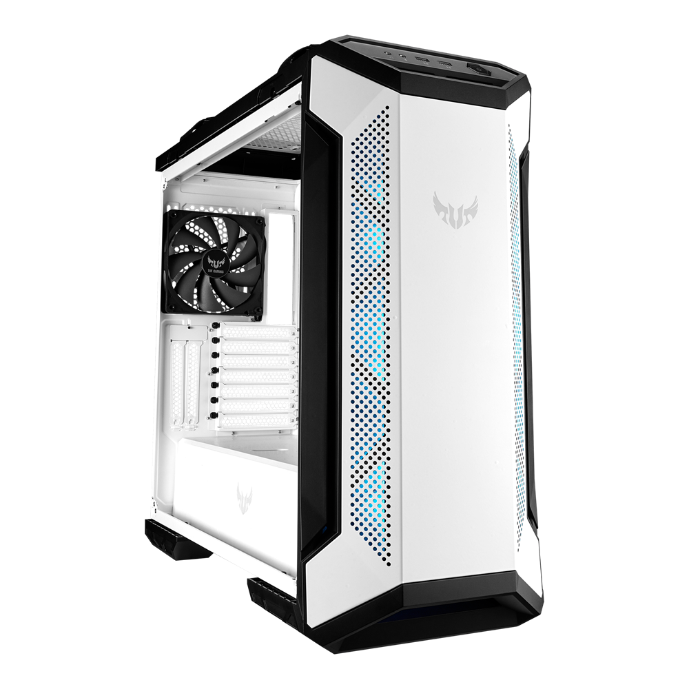 CARCASA ASUS Middle Tower, ATX, "GT501 TUF GAMING", fara sursa, sticla securizata, fan x 4, USB 3.0 x 2, Jack 3.5 mm x 2, mesh pt. filtrare praf,RGB, alb, "GT501 TUF GAMING W" (timbru verde 0.32 lei)