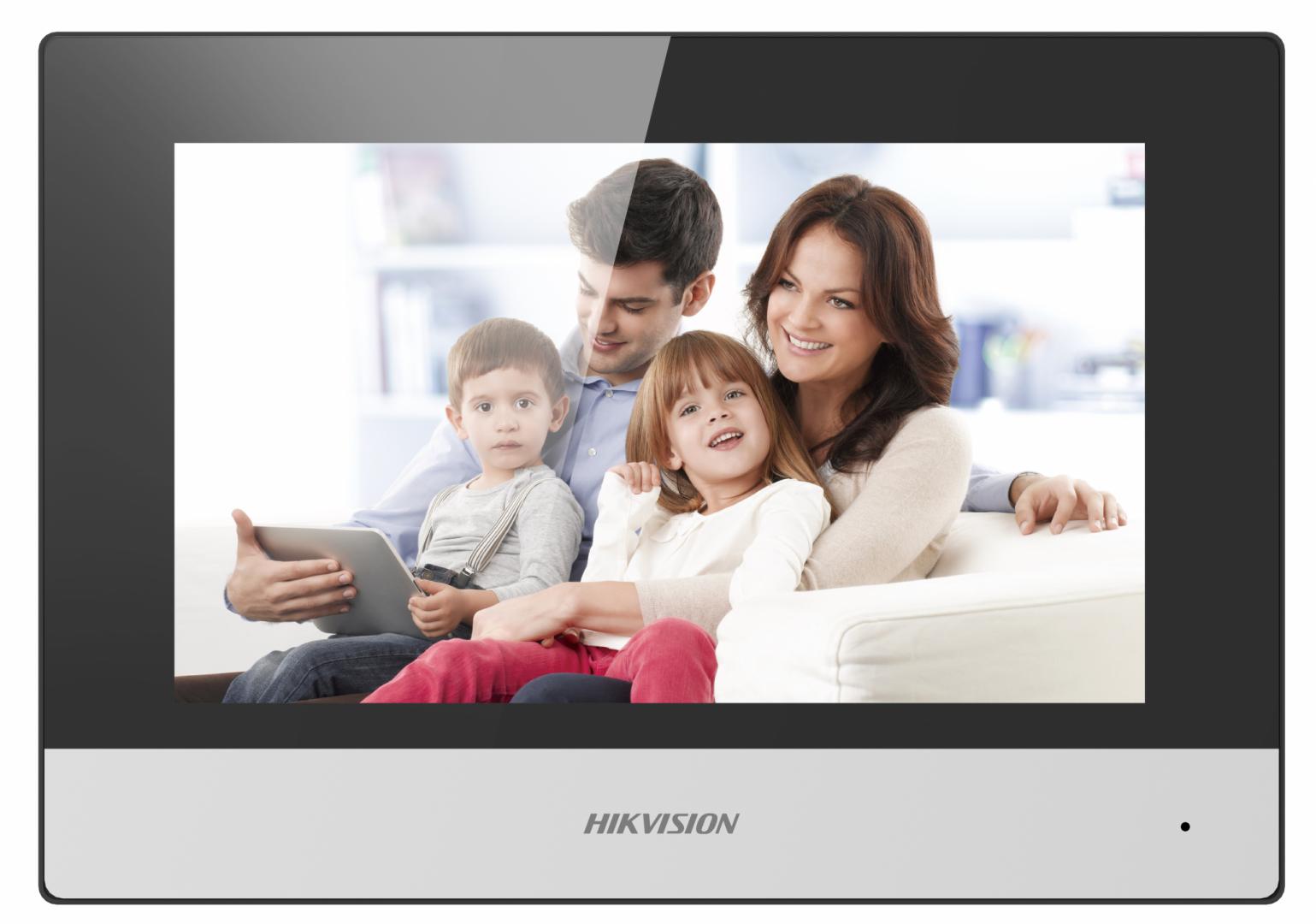 MONITOR videointerfon modular HIKVISION, ecran LCD 7" color cu touch screeen, rezolutie ecran 1024 x 600, Wi-Fi 802.11b/g/n, "DS-KH6320-WTE1/EU" (timbru verde 0.8 lei)
