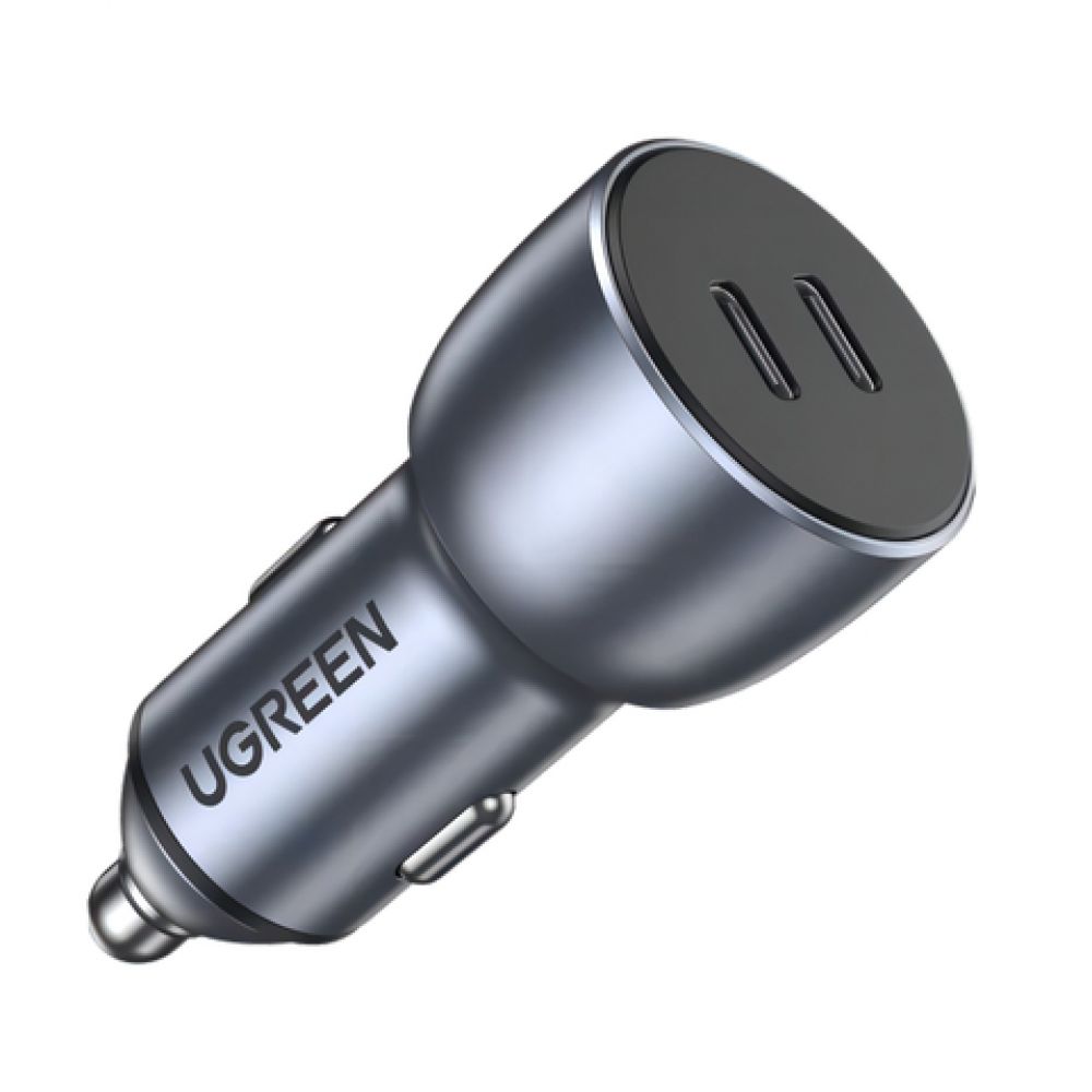 INCARCATOR auto Ugreen, "CD213" 2 x USB Type-C Output 5V/3A QC3.0, total output 36W, pt. bricheta auto, gri "70594" (timbru verde 0.8 lei) - 6957303875948