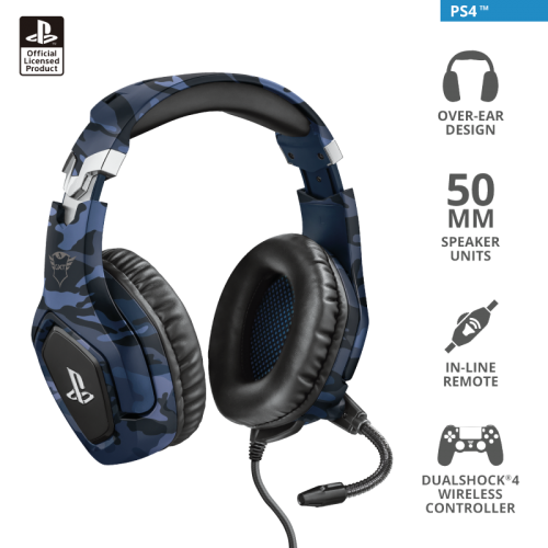 CASTI Trust - gaming GXT 488 Forze-G PS4/5 Gaming Headset PlayStation official licensed product - blue "23532" (timbru verde 0.8 lei)