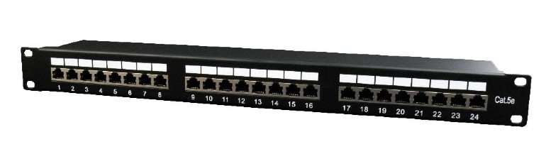 PATCH PANEL GEMBIRD 24 porturi, Cat5e, 1U pentru rack 19", black, "NPP-C524-002"