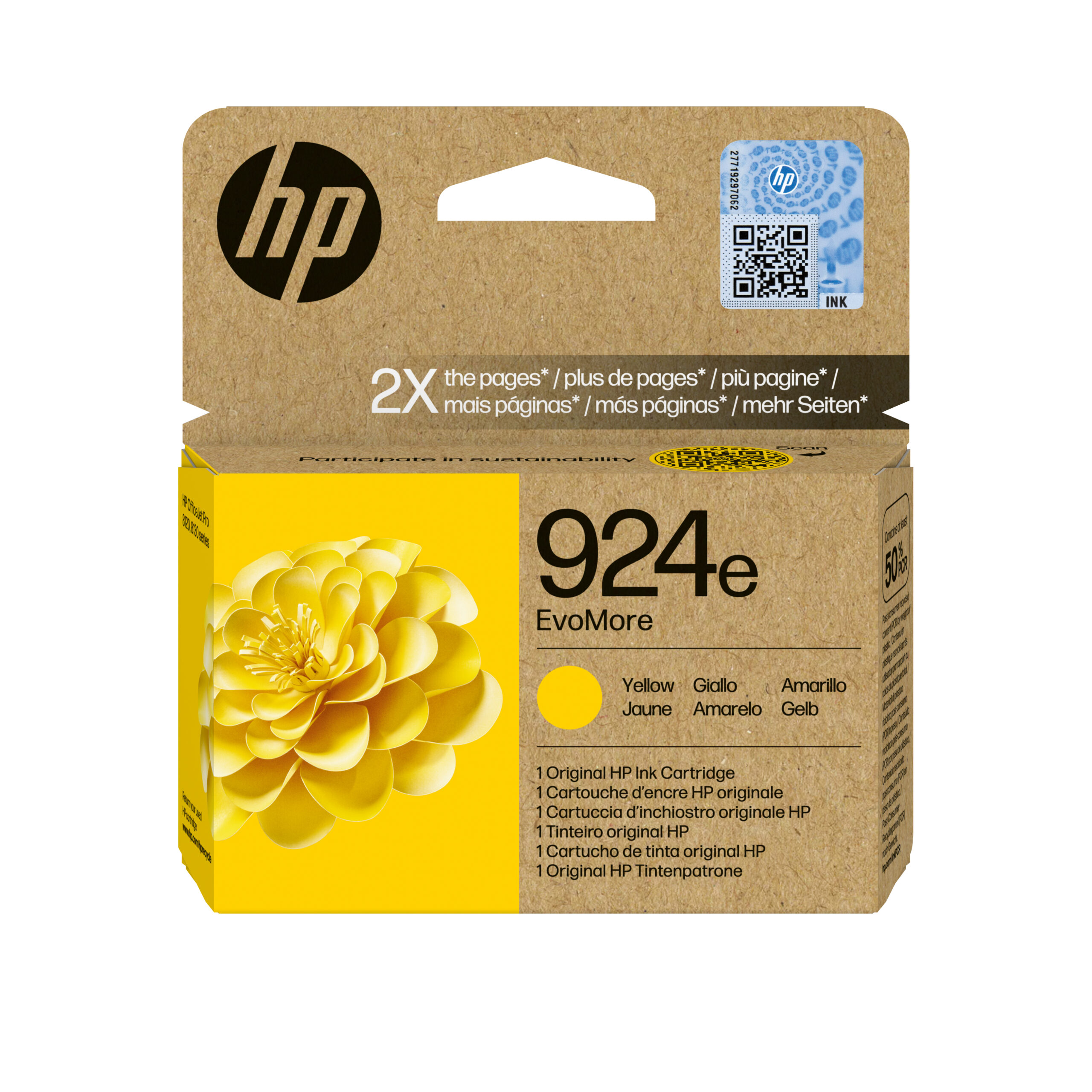 Cartus Cerneala Original HP Yellow, nr.924E, pentru OJ Pro 8122e|8132e, 0.8K, incl.TV 1.2 RON, "4K0U9NE"