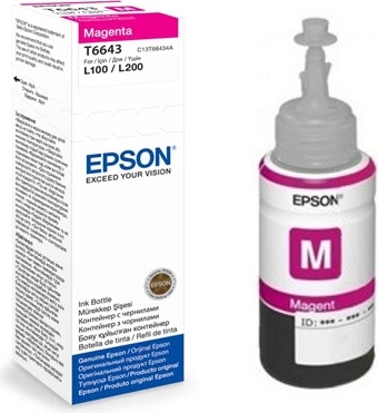 Cartus Cerneala Original Epson Magenta, T66434A, pentru L100|L120||L200|L110|L210|L220|L300|L355|L550, , (timbru verde 0.15 lei), "C13T66434A"(RAPO)