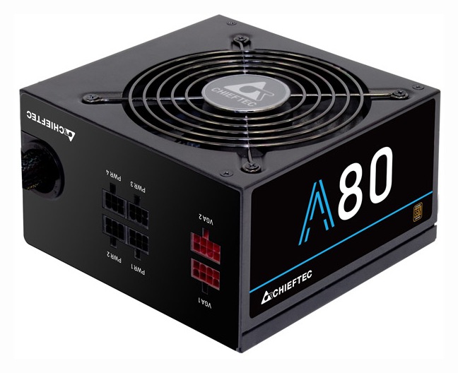 SURSA Chieftec A-80 750 W, semi-modulara, certificare 80 Plus Bronze - compatibila, ventilator 120 mm x 1, PCI-E 6+2 pin x 2, SATA x 6, "CTG-750C" (timbru verde 2 lei)