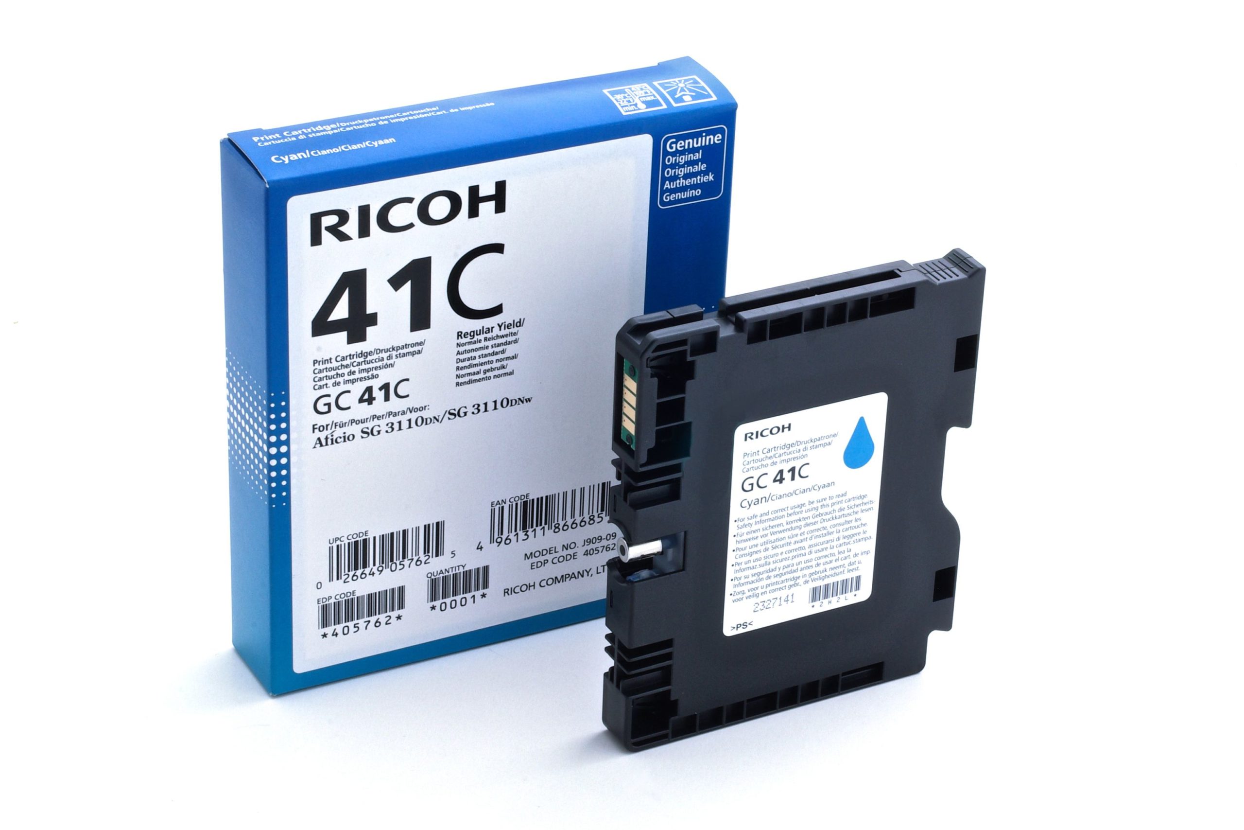 Cartus Cerneala Original RICOH Cyan, GC41C, pentru SG 3100SNW|SG 3110DN|SG 3110DNW, 2.2K, (timbru verde 0.15 lei), "405762"