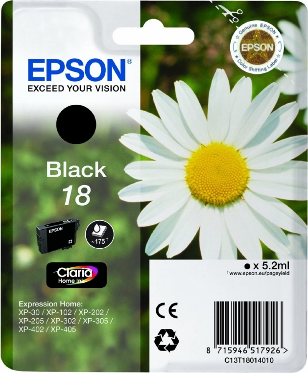 Cartus Cerneala Original Epson Black, T1801, pentru XP102|202|205|302|305|402|405, , (timbru verde 0.15 lei), "C13T18014010"