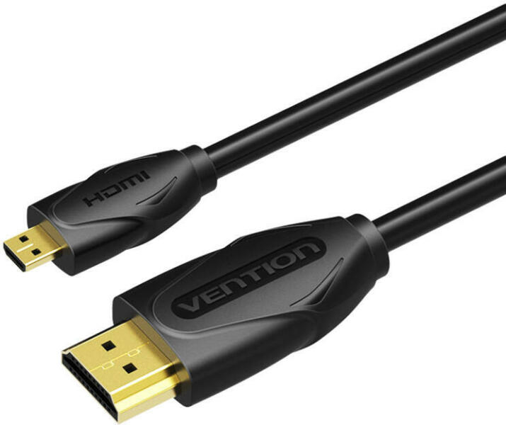 Cablu video Vention, HDMI(T) la microHDMI (T), 1m, rezolutie 4K la 60Hz, PVC, negru, "VAA-D03-B100" (timbru verde 0.08 lei) - 6922794721159